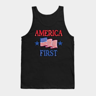 America first USA American patriot flag Memorial Day vintage Tank Top